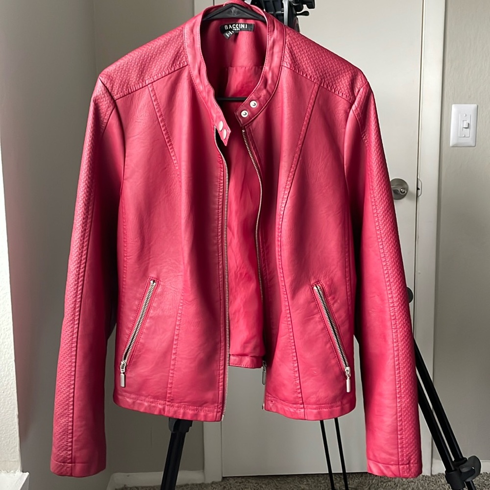 Women’s red leather jacket